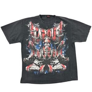 Y2K Tapout T-Shirt USA Military Wrestling Tee Thrashed Vintage Cotton Black